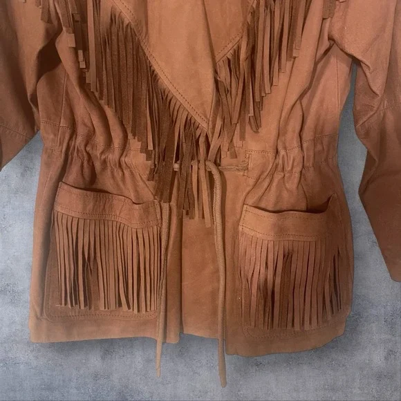 Vintage Laura Winston Leather Fringe Jacket Womens L Southwestern Boho Native - Picture 4 of 11